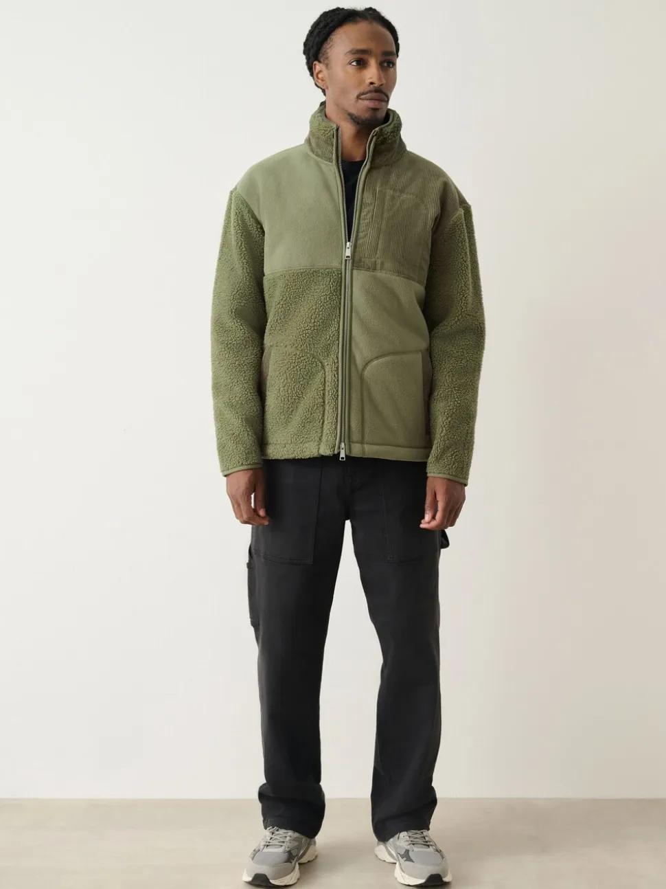 Kakigroen - Cord Block Zip Through Funnel Fleece