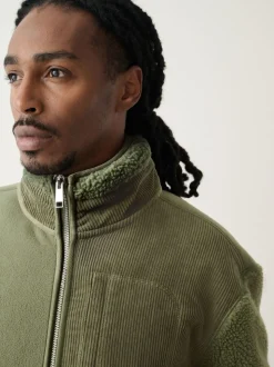 Kakigroen - Cord Block Zip Through Funnel Fleece