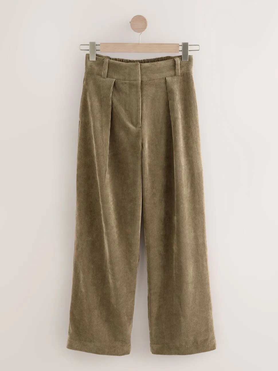 Kakigroen - Corduroy broek met wijde pijpen