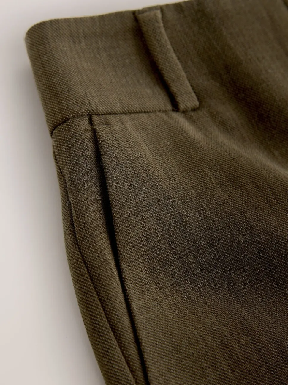 Kakigroen - Crosshatch Elastic Waist Wide Leg Trousers