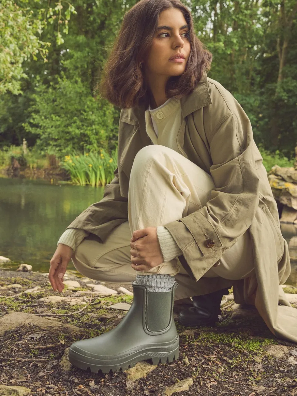 Kakigroen - Faux Fur Lined Chelsea Ankle Wellies