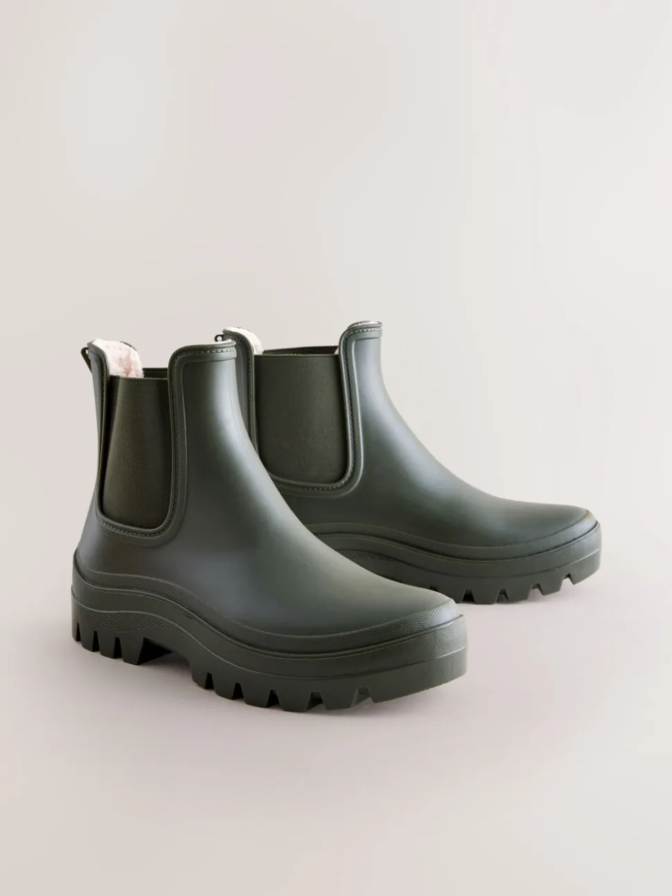 Kakigroen - Faux Fur Lined Chelsea Ankle Wellies