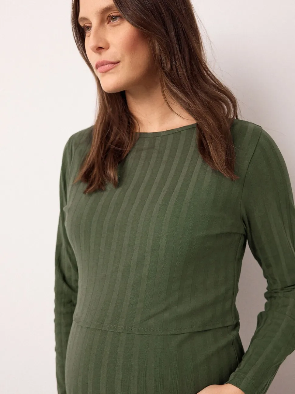 Kakigroen - Maternity Long Sleeve Nursing Shelf Dress