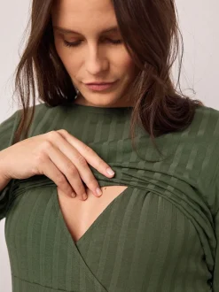 Kakigroen - Maternity Long Sleeve Nursing Shelf Dress