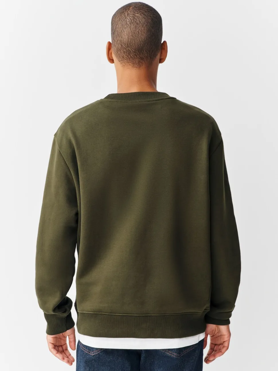 Kakigroen - Normale Pasvorm - Heavyweight Cotton Rich Crew Neck Sweatshirt