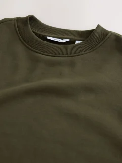 Kakigroen - Normale Pasvorm - Heavyweight Cotton Rich Crew Neck Sweatshirt