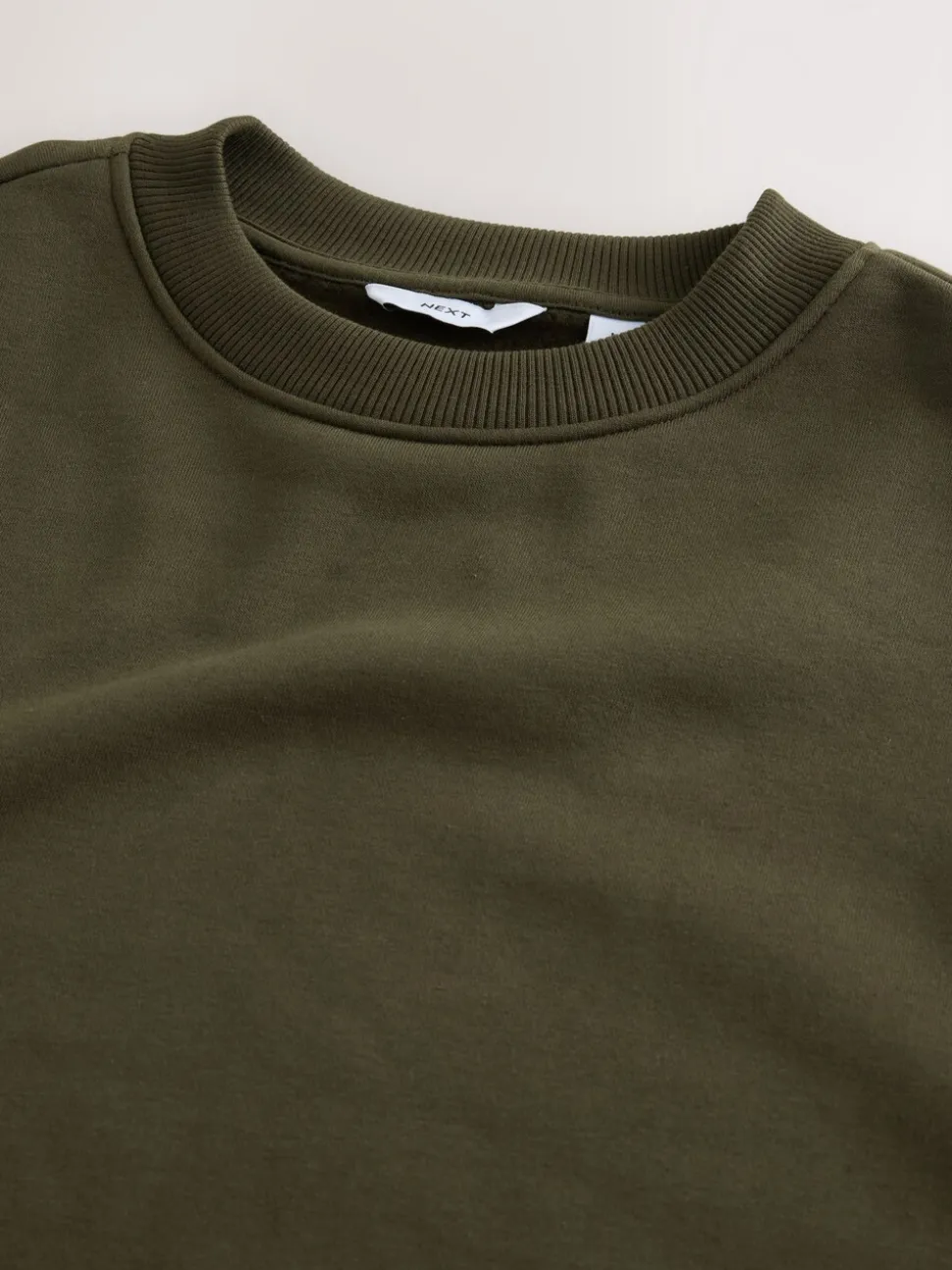 Kakigroen - Normale Pasvorm - Heavyweight Cotton Rich Crew Neck Sweatshirt