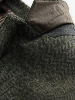 Kakigroen - Normale Pasvorm - Blazer met visgraatmotief en hoog wolgehalte