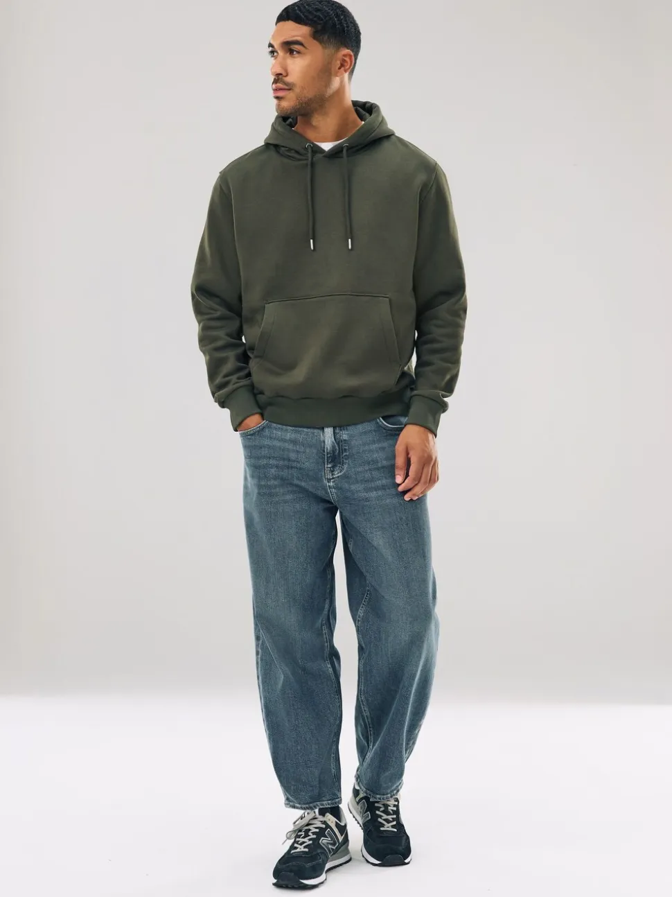 Kakigroen - Normale Pasvorm - Zwaargewicht Cotton Rich Jersey Hoodie