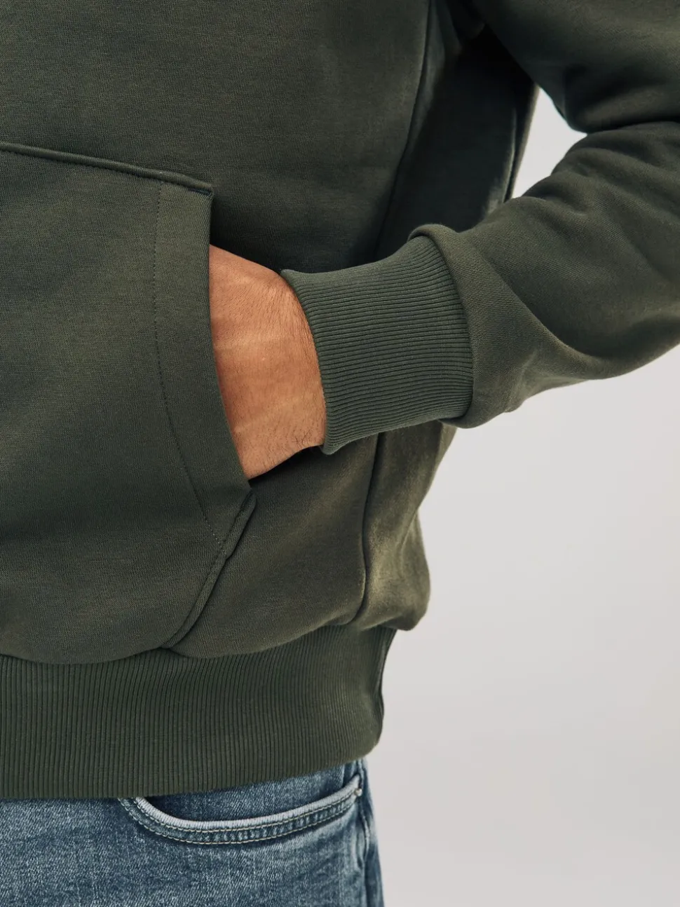Kakigroen - Normale Pasvorm - Zwaargewicht Cotton Rich Jersey Hoodie