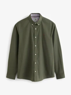 Kakigroen - Oxford-stretchoverhemd met lange mouwen
