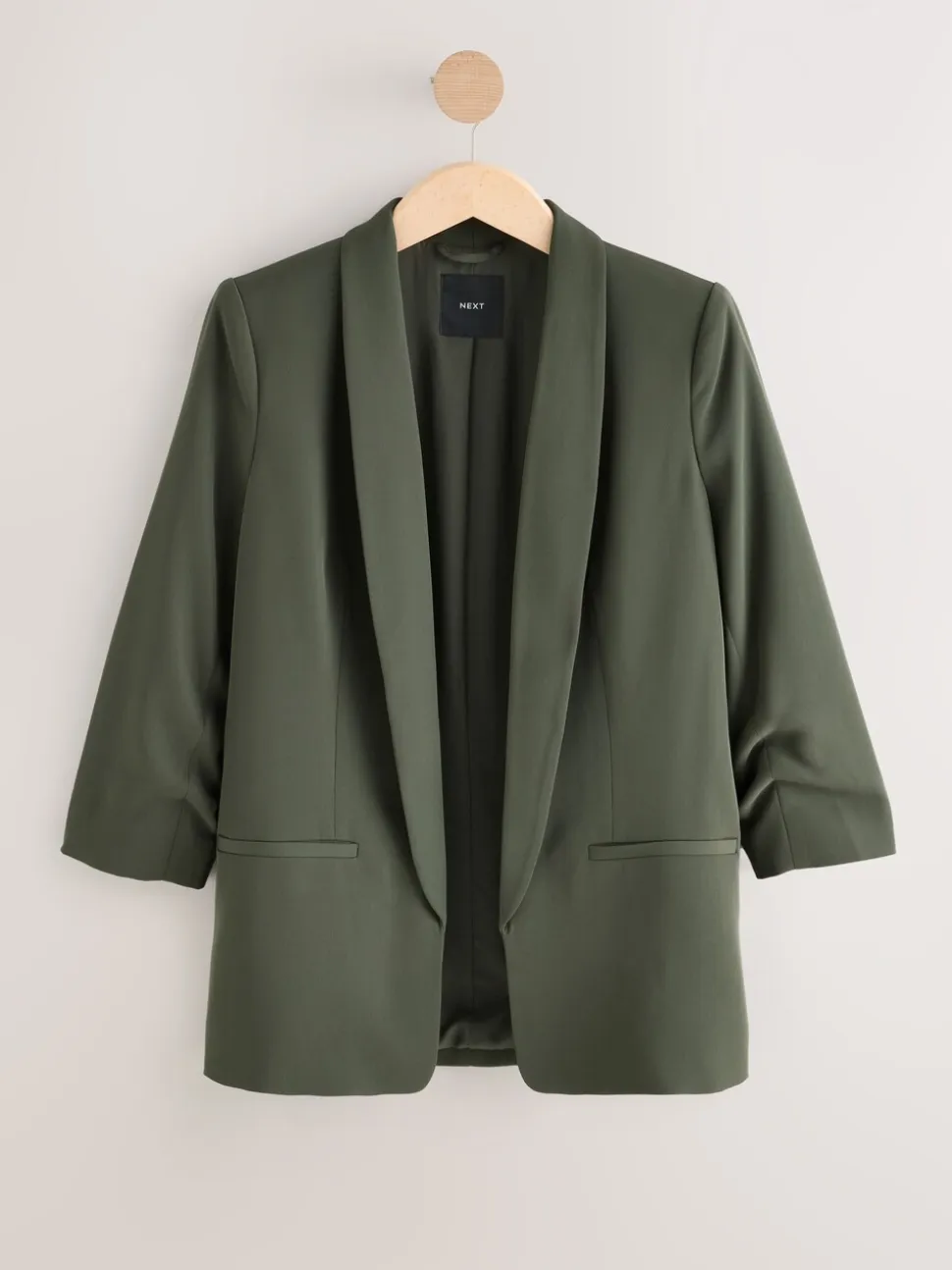 Kakigroen - Ruimvallend blazer met gerimpelde mouwen