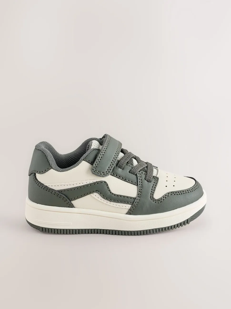 Kakigroen - Sneakers met klittenbandsluiting en elastische veters