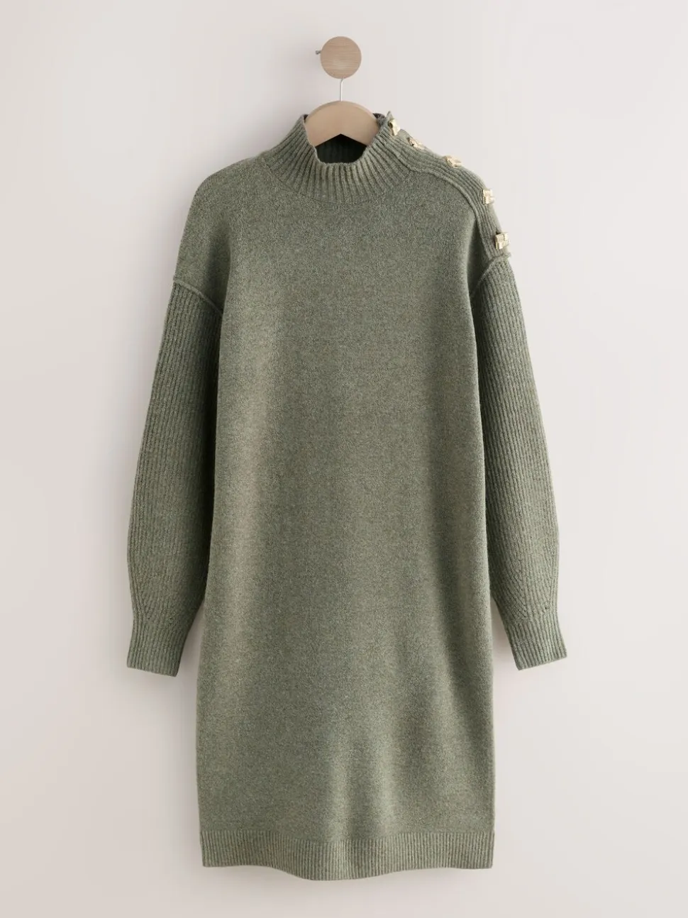 Kakigroen - Stand Neck Knitted Midi Jumper Dress