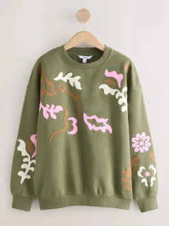 Kakigroen - Sweatshirt with Appliqué Details