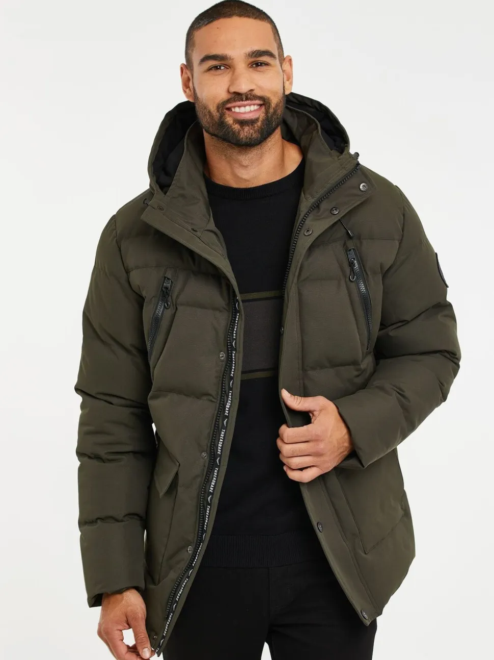 Kakigroen - Threadbare waterdichte pufferjas met capuchon