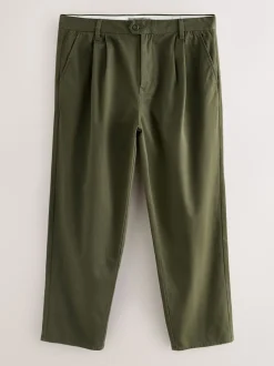Kakigroen - Twin Pleated Stretch Chinos Trousers