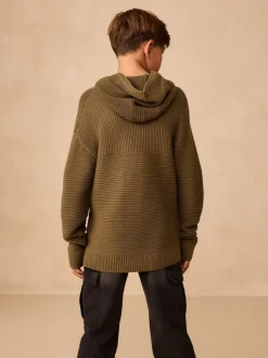 Kakigroen - Utility gebreide hoodie (3-16jr)