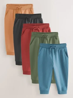 Kakigroen/blauw/rood - Verpakking van 5 joggingbroeken (3mnd-7jr)