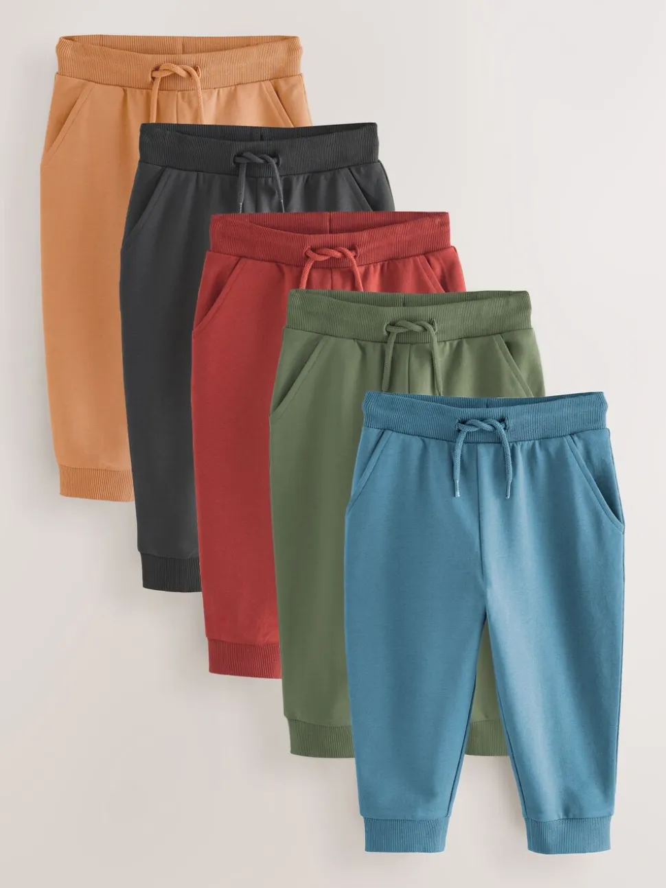 Kakigroen/blauw/rood - Verpakking van 5 joggingbroeken (3mnd-7jr)