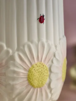 Keramische broodtrommel met bloemenmotief