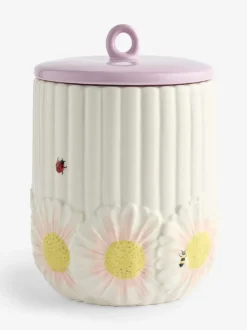 Keramische broodtrommel met bloemenmotief