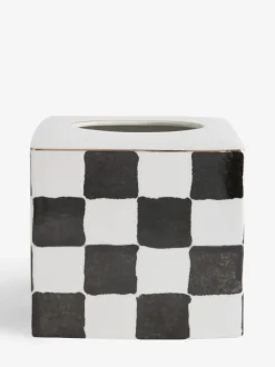 Keramische Tissue Box met Ruitpatroon