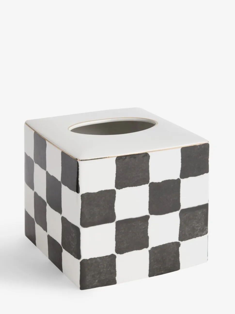 Keramische Tissue Box met Ruitpatroon