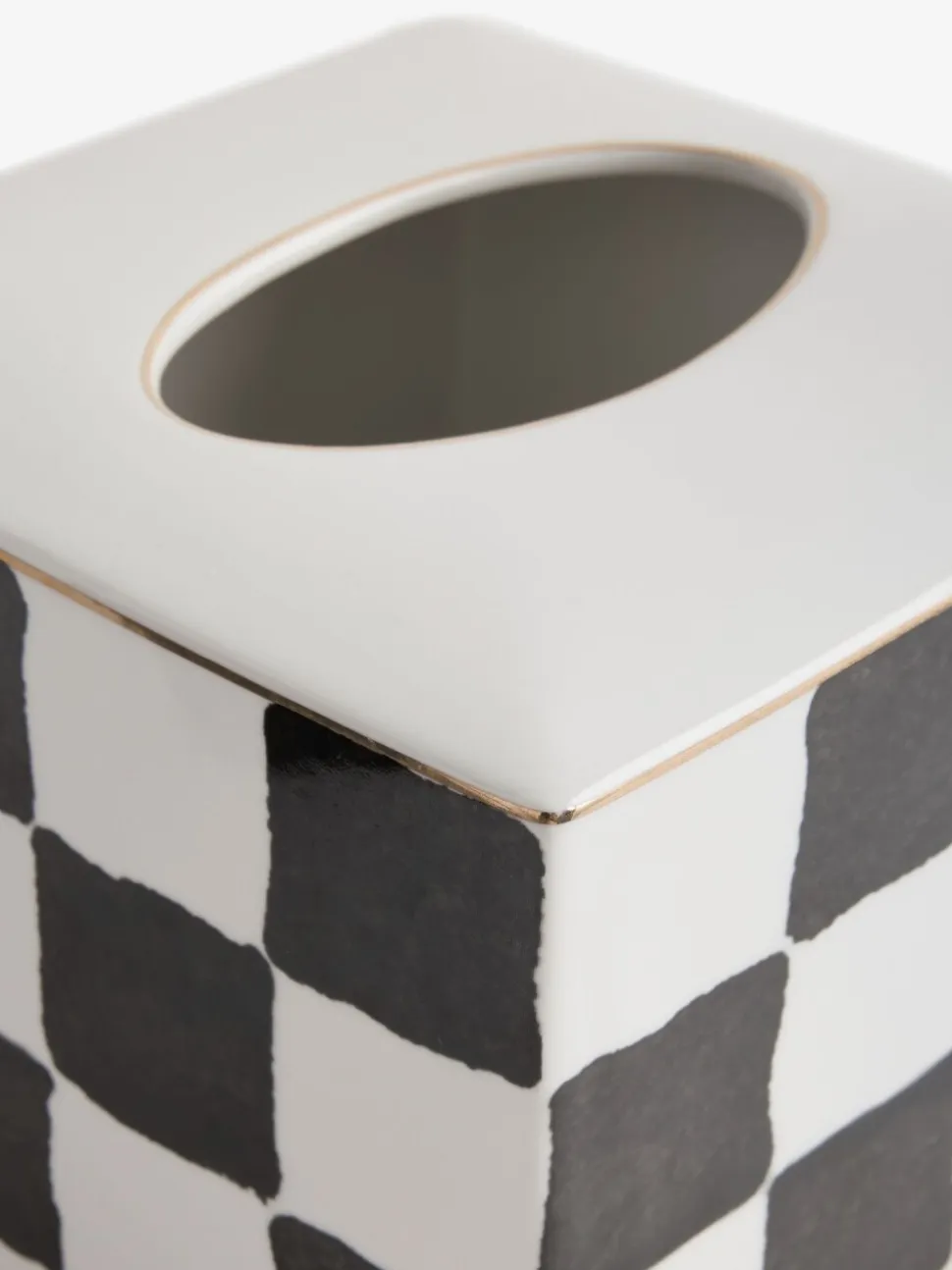 Keramische Tissue Box met Ruitpatroon