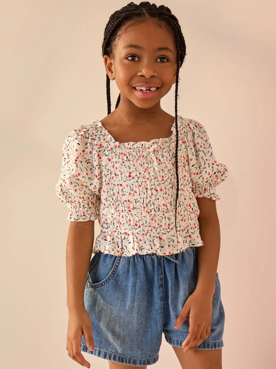 Kersenprint - Gesmokte blouse (3-16jr)