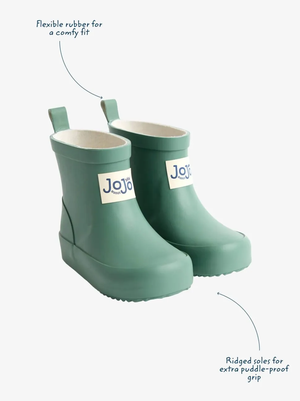 Khaki - JoJo Maman Bébé Short Cosy Lined Wellie Boot