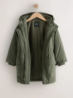 Khaki - Regenbestendige gewatteerde parka (5-13jr)