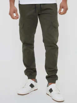 Khaki - Threadbare cargobroek in joggingstijl van katoen met stretch