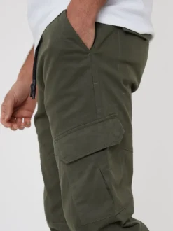 Khaki - Threadbare cargobroek in joggingstijl van katoen met stretch