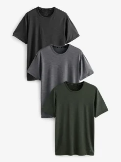 Khakigroen/leigrijs/zwart - T-shirt met korte mouwen - Actieve Gym Mesh Vesten 3 Pack