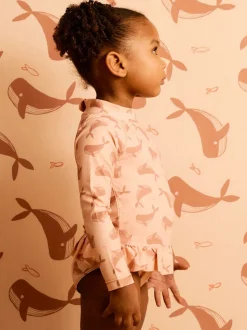 KIDLY BY MORI Polyester Long Sleeve Brown Swimsuit