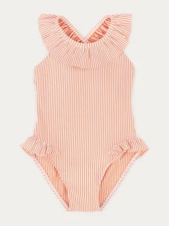 KIDLY By MORI Seersucker Frilled Swimsuit