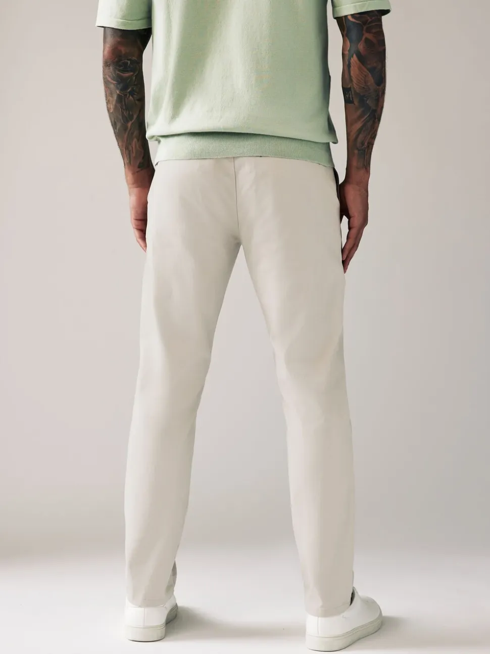 Kiezelkleurig licht - Slim Fit - Stretchy chino