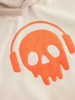 Kiezelkleurige Skull-koptelefoon - Grafische print hoodie voor oudere jongens (3-16jaar)