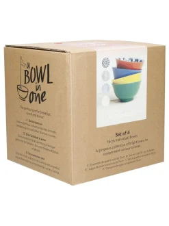 Kitchencraft Set of 4 Coloured Patterned Ceramic Cereal Bowls