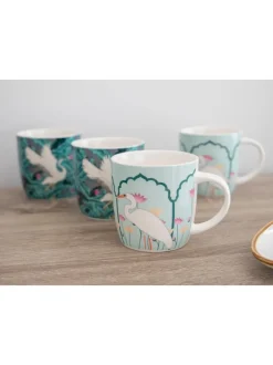 Kitchencraft Set of 4 Exotic Bird Colourful Ceramic Mugs