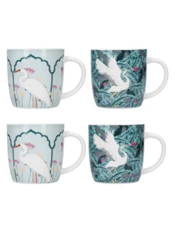 Kitchencraft Set of 4 Exotic Bird Colourful Ceramic Mugs
