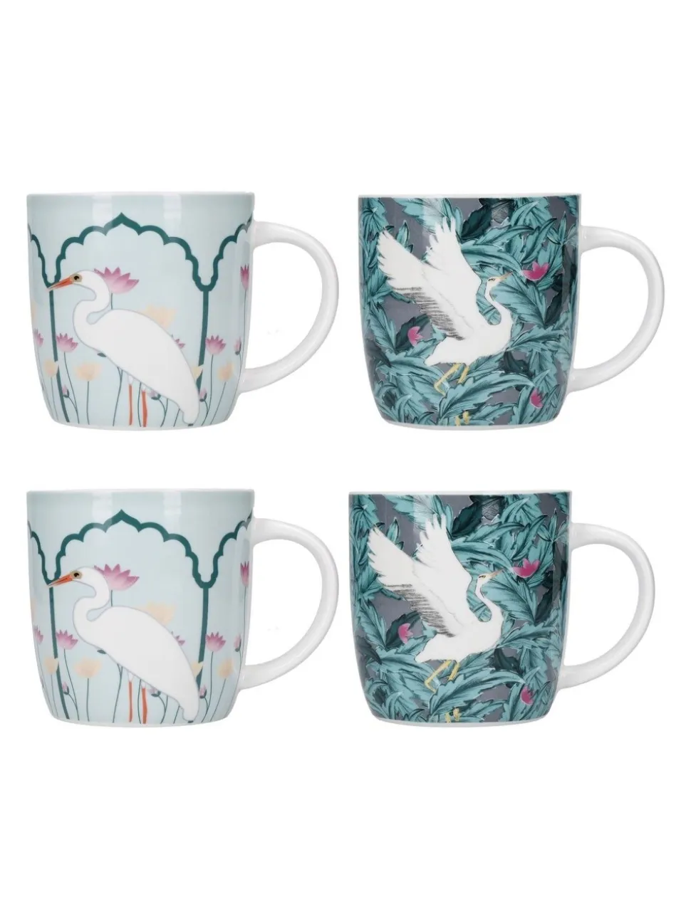 Kitchencraft Set of 4 Exotic Bird Colourful Ceramic Mugs
