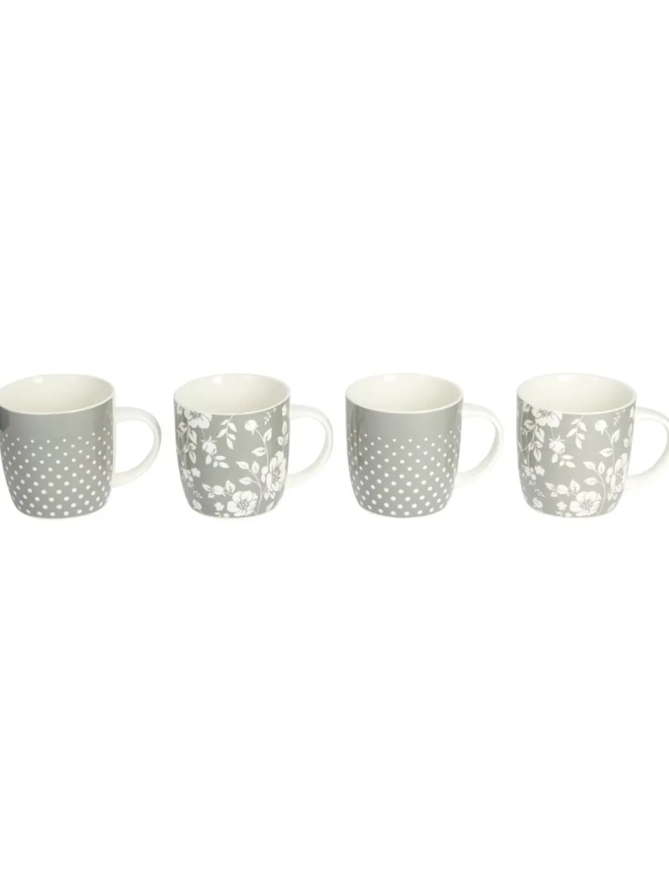 Kitchencraft Set of 4 Floral Polka Dot Ceramic Mugs