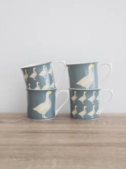 Kitchencraft Set of 4 Goose Patterned Bone China Mugs