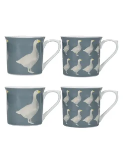 Kitchencraft Set of 4 Goose Patterned Bone China Mugs