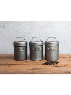 Kitchencraft Set of 4 Metal Coffee Sugar and Tea Canisters