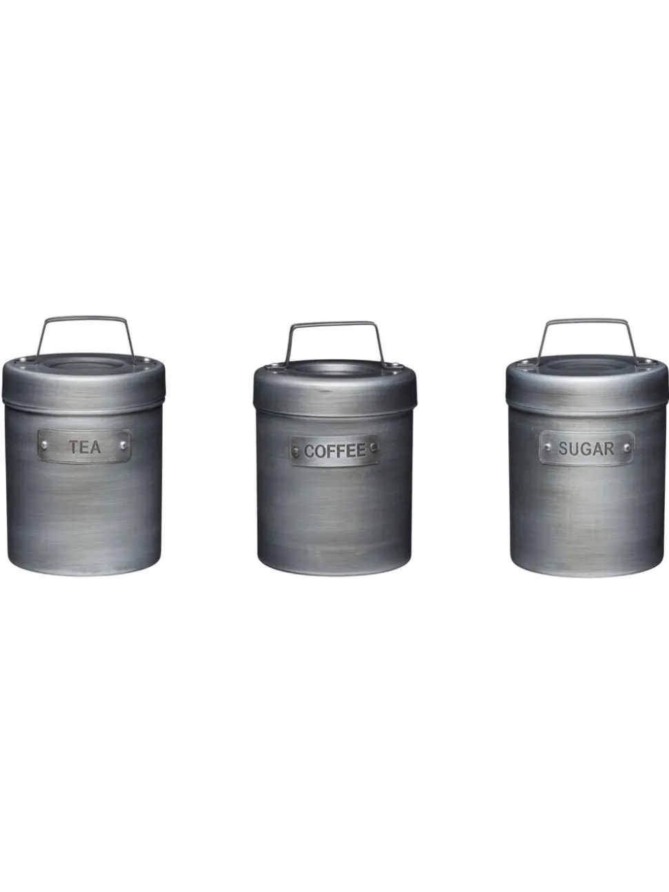 Kitchencraft Set of 4 Metal Coffee Sugar and Tea Canisters