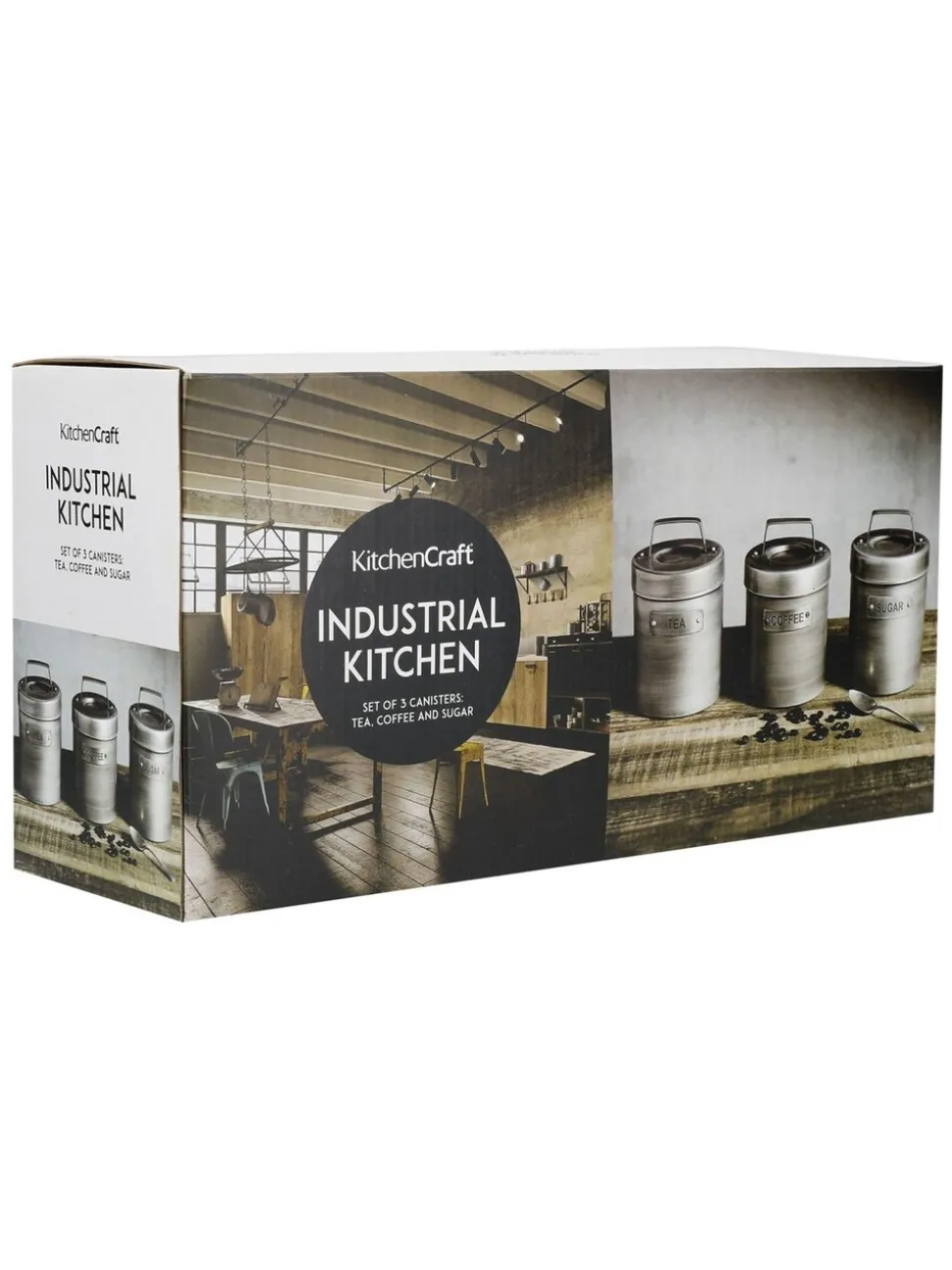 Kitchencraft Set of 4 Metal Coffee Sugar and Tea Canisters