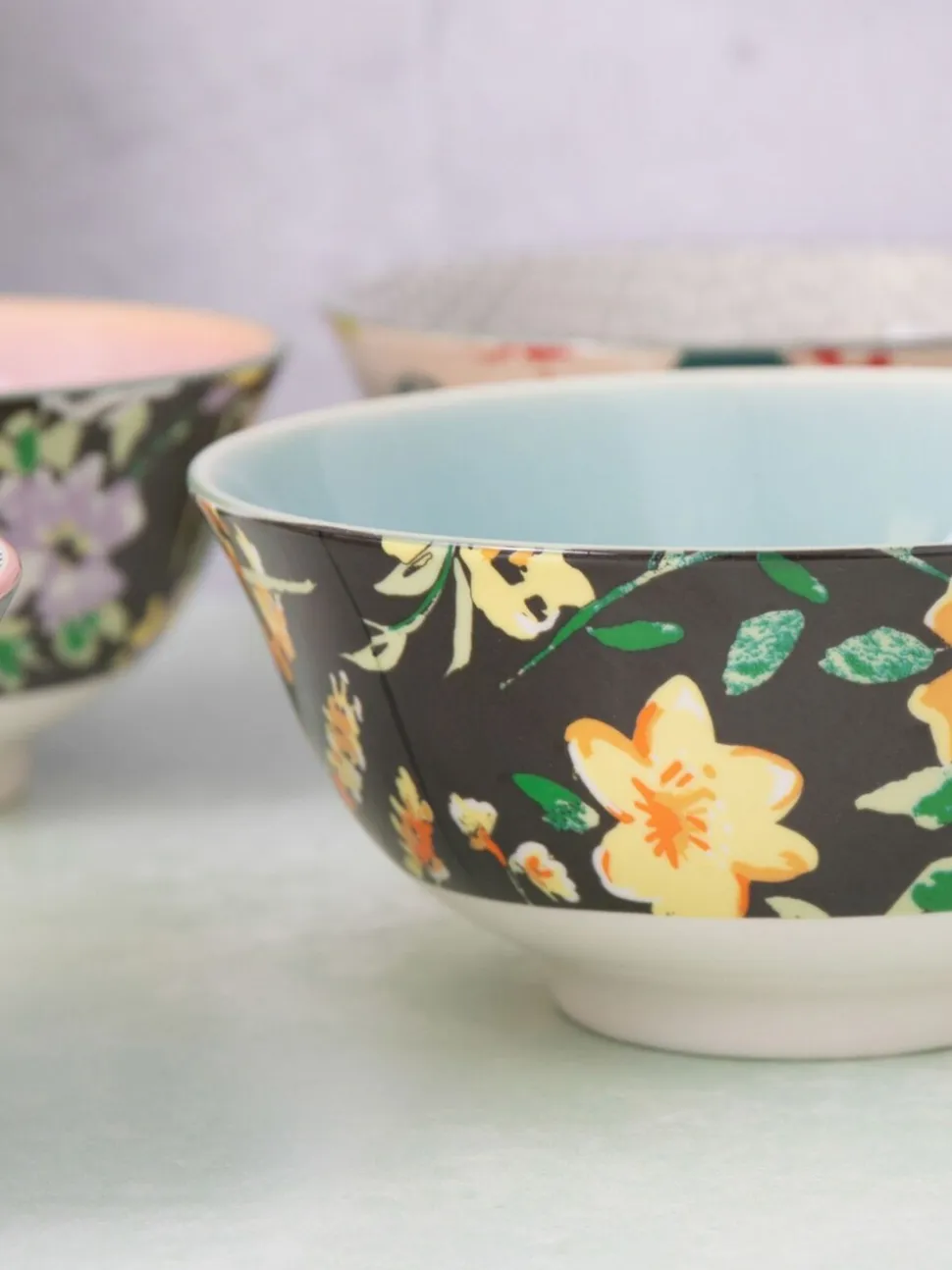 Kitchencraft Set of 4 Patterned Floral Ceramic Cereal Bowls